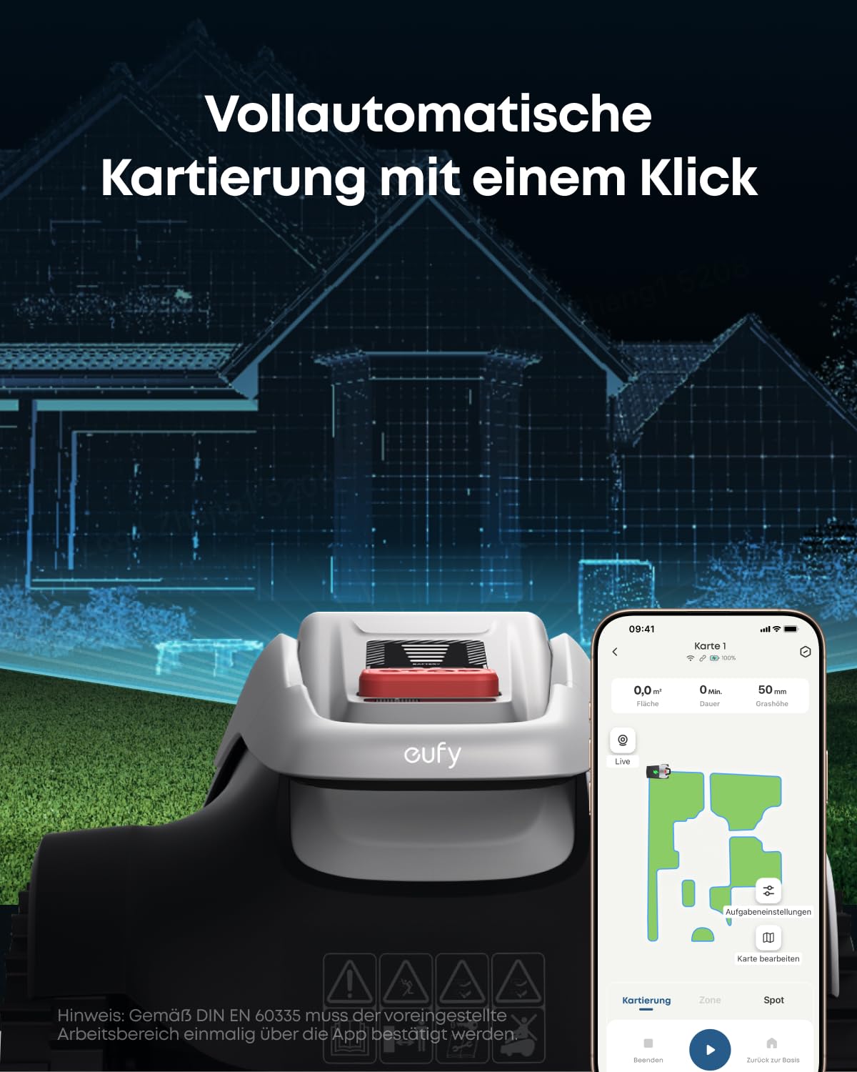 eufy E15 Mähroboter ohne Begrenzungskabel für 800 m², TrueVision – Bild 9
