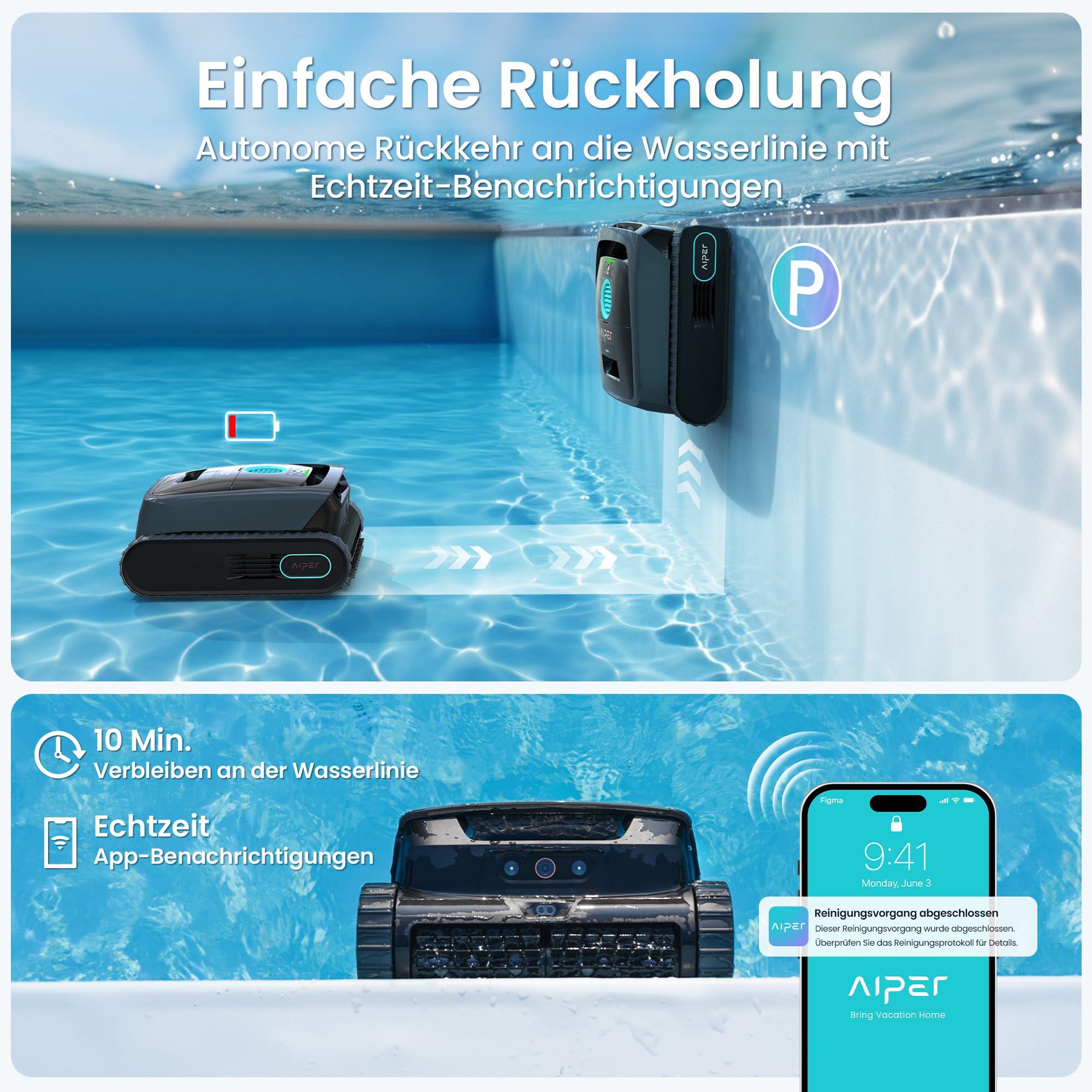 AIPER Scuba V3 Poolroboter mit KI-Kamera, kabellos – Bild 5
