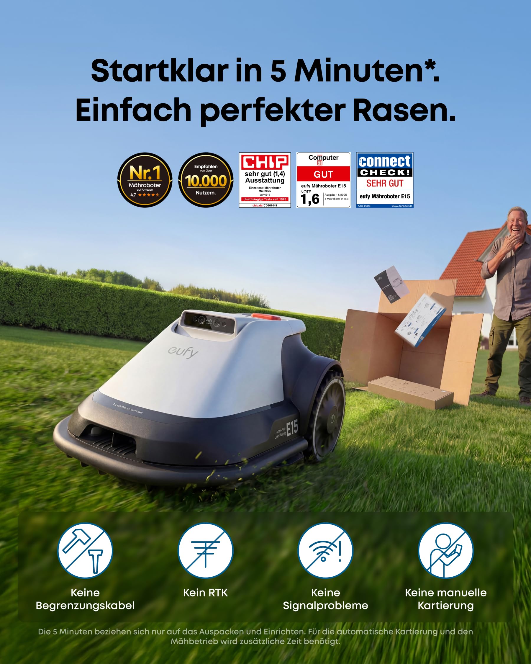 eufy E15 Mähroboter ohne Begrenzungskabel für 800 m², TrueVision – Bild 6